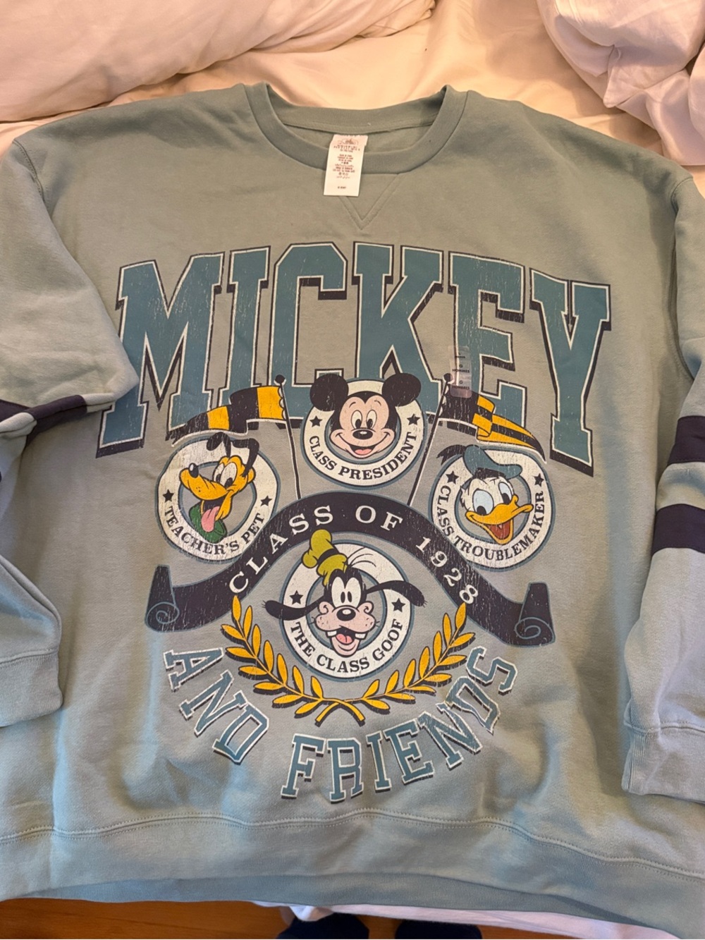 Disney Light Green Kids Pullover Sweatshirt with Mickey & Friends Graphic